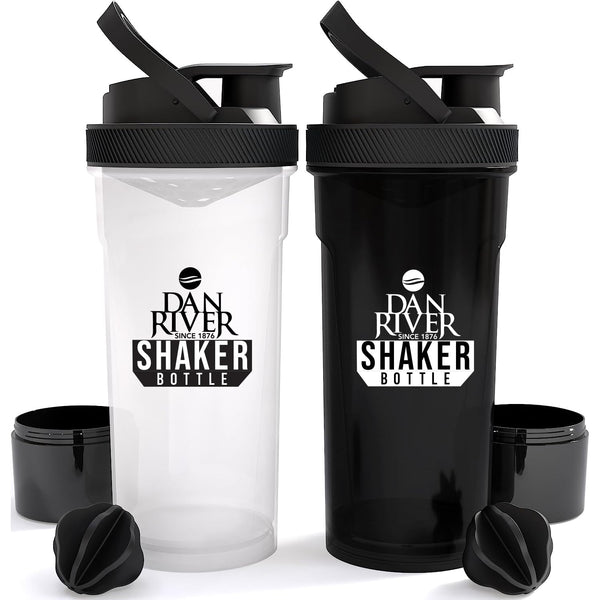 2-Pack Shaker Bottle - Black (Clear/Solid).