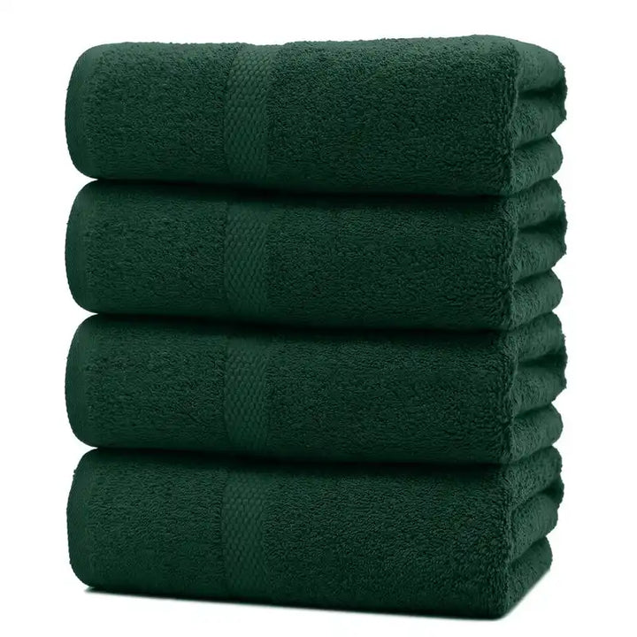 Bath Towel Set - Color Hunter Green - 4 Pack