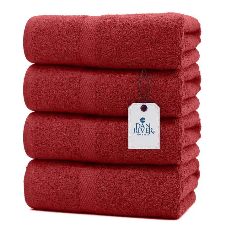 Bath Towel Set - Color Red - 4 Pack