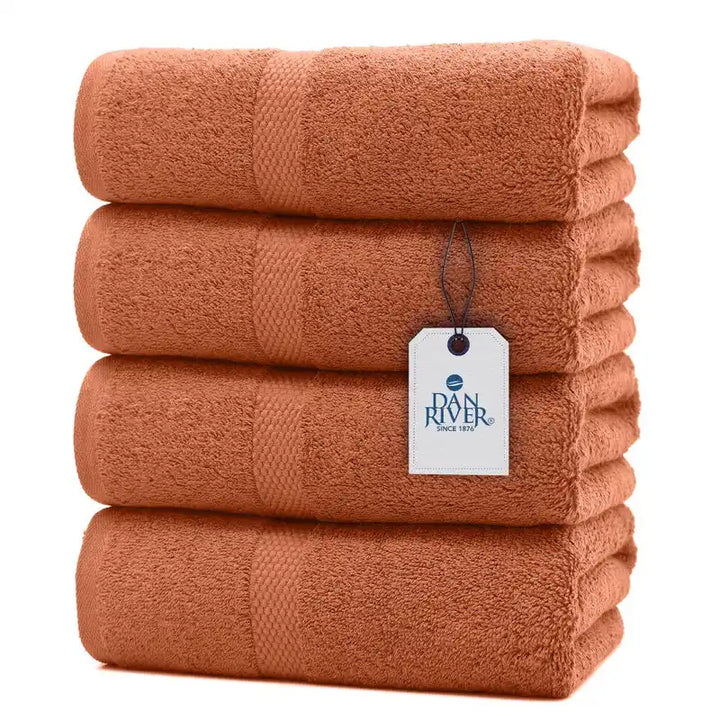 Bath Towel Set - Color Orange - 4 Pack