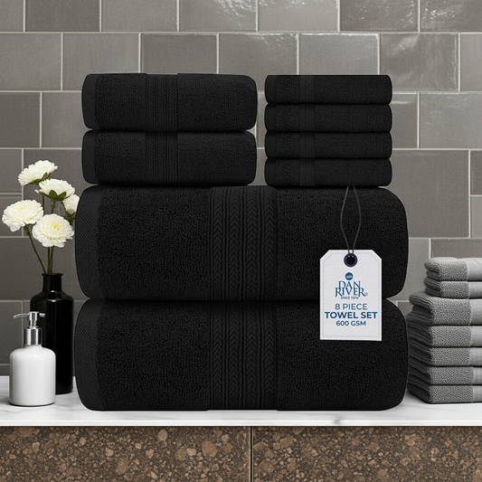 8 Pieces Set Cotton Bath Towels