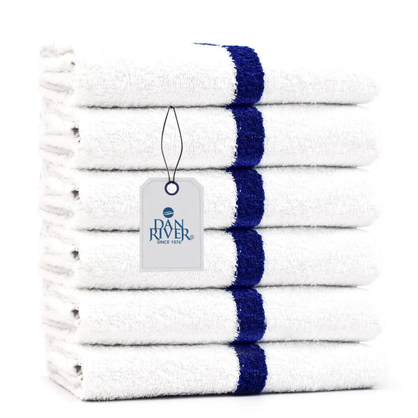 center stripe bath towel blue